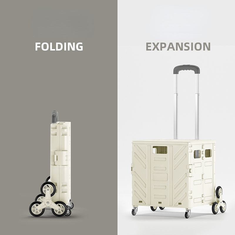 Pull Cart Fold - 家庭用折りたたみ式ショッピングカート,ポータブルマーケット収納ボックス,階段クライミングホイール付き,プルロッドドライバー