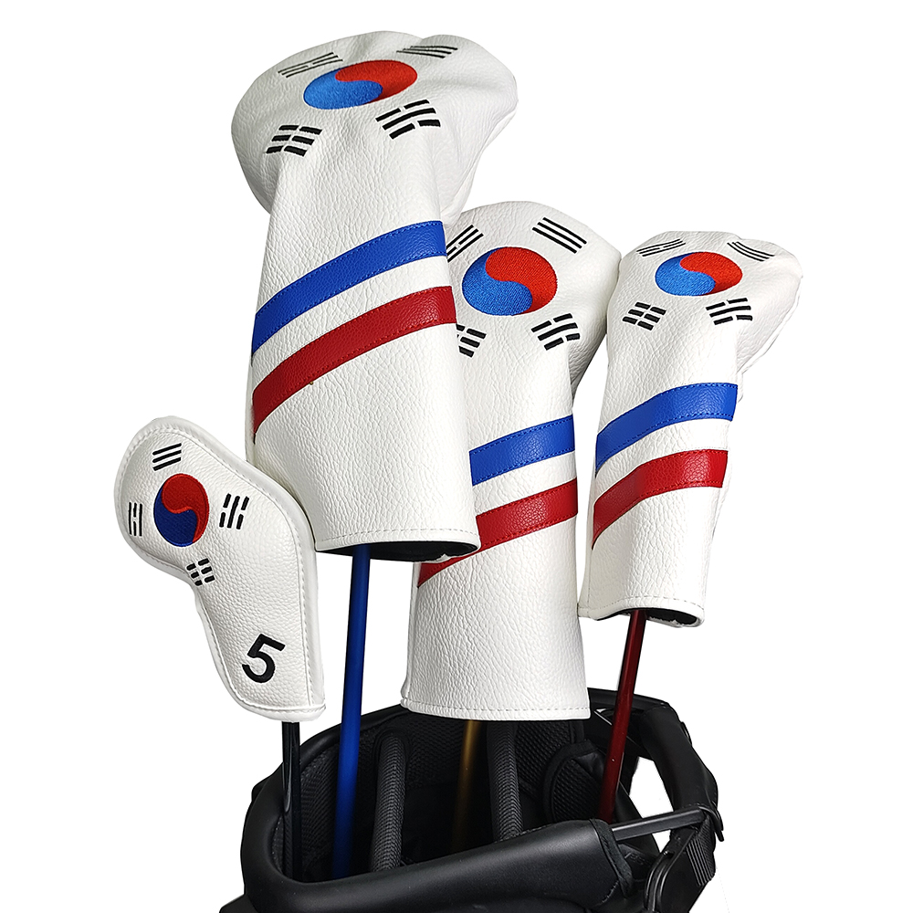 Golf Equipment Storage - 韓国愛国ゴルフヘッドカバーセット - ユニークなデザインのアイアン、ドライバー、フェアウェイ、ハイブリッドクラブ用ヘッドカバー
