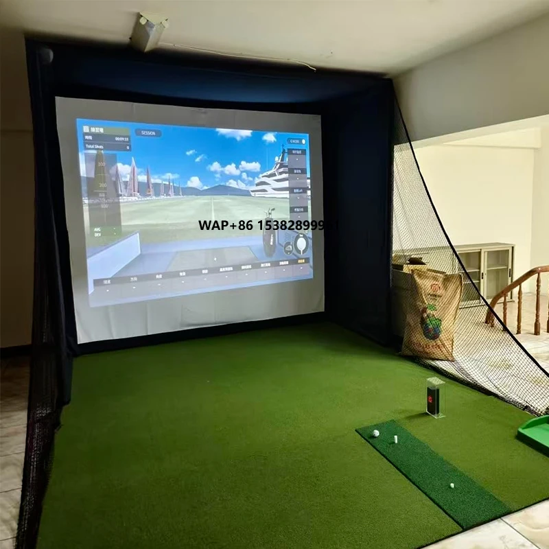 Practice Net Hitting - ゴルフシミュレーターエンクロージャーネット 10x9フィート HD耐衝撃スクリーンとアルミフレーム付き 室内ゴルフ練習ケージ ヒッティングネット