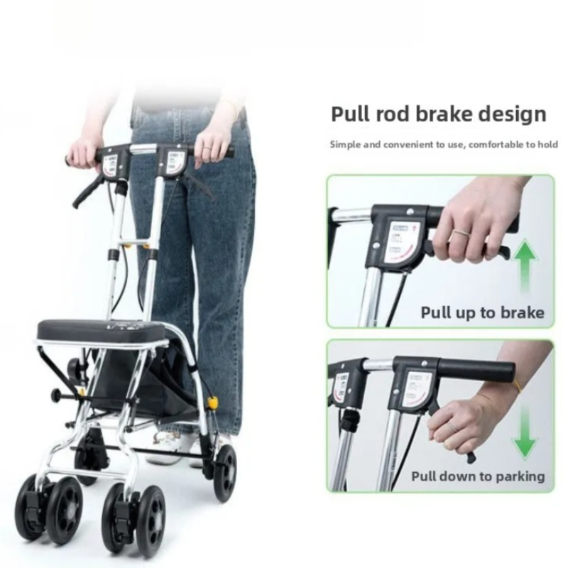 折りたたみ式歩行器（シート付き）、プルロッド式ブレーキ設計、 - Pull Cart Fold のレビューと価格