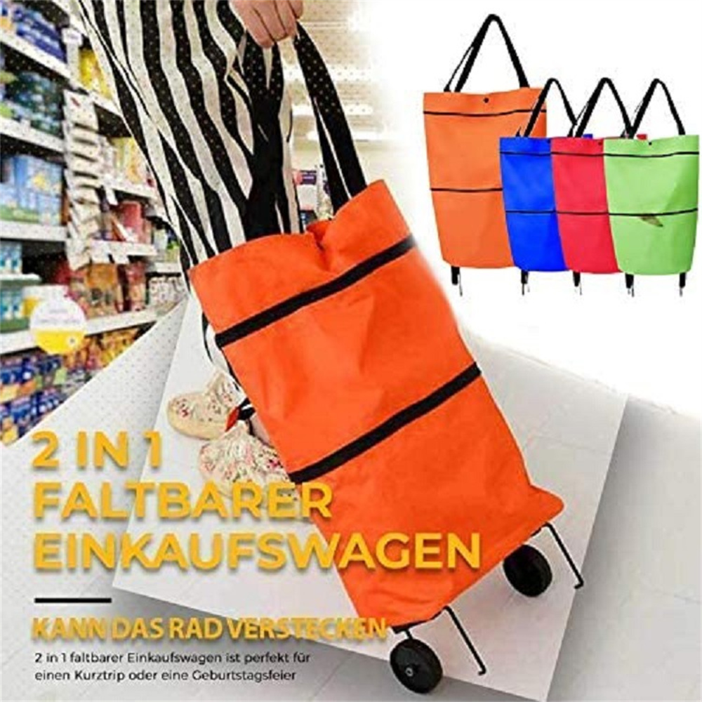 小型プルカートポータブルショッピング食品オーガナイザートロリ - Pull Cart Fold のレビューと価格
