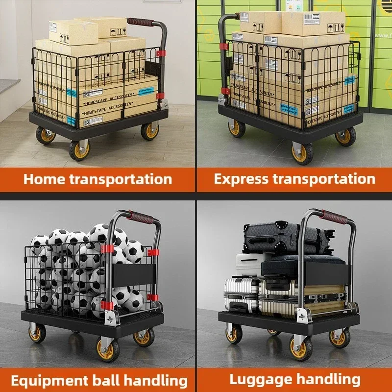家庭用品 フェンス付きフラットベッドカート 折りたたみ式静音 - Pull Cart Fold のレビューと価格