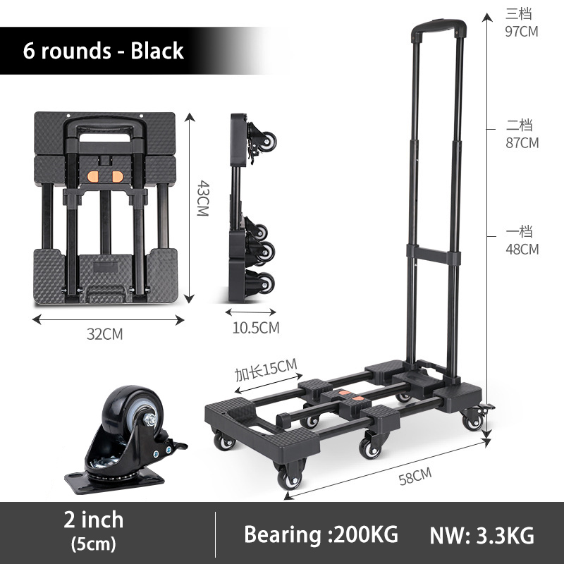 ポータブル折りたたみ式トロリーカート - 多機能フラットベッ - Pull Cart Fold のレビューと価格