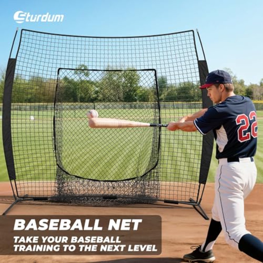 7 x 7フィートの野球ネット、野球ソフトボール練習用バッテ - Practice Net Hitting のレビューと価格