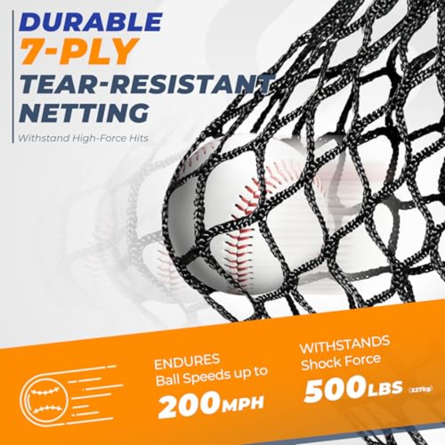 7 x 7フィートの野球ネット、野球ソフトボール練習用バッテ - Practice Net Hitting のレビューと価格