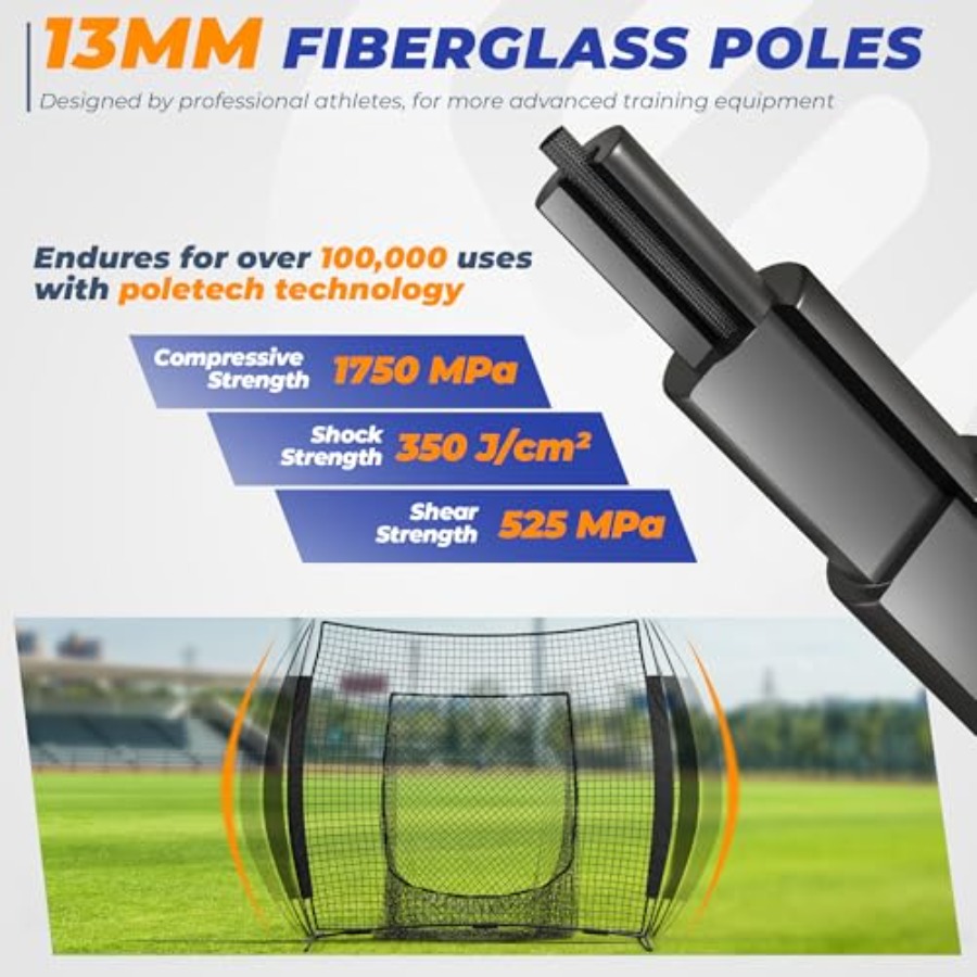 7 x 7フィートの野球ネット、野球ソフトボール練習用バッテ - Practice Net Hitting のレビューと価格